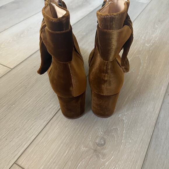 Madewell 'Esme' Women's 7.5 Velvet Bow Ankle Boot Brown Bootie Holiday - Picture 7 of 8